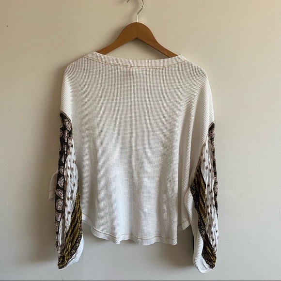 Free People || Blossom Thermal Top with Paisley Balloon Sleeves Ivory XS - Picture 5 of 9